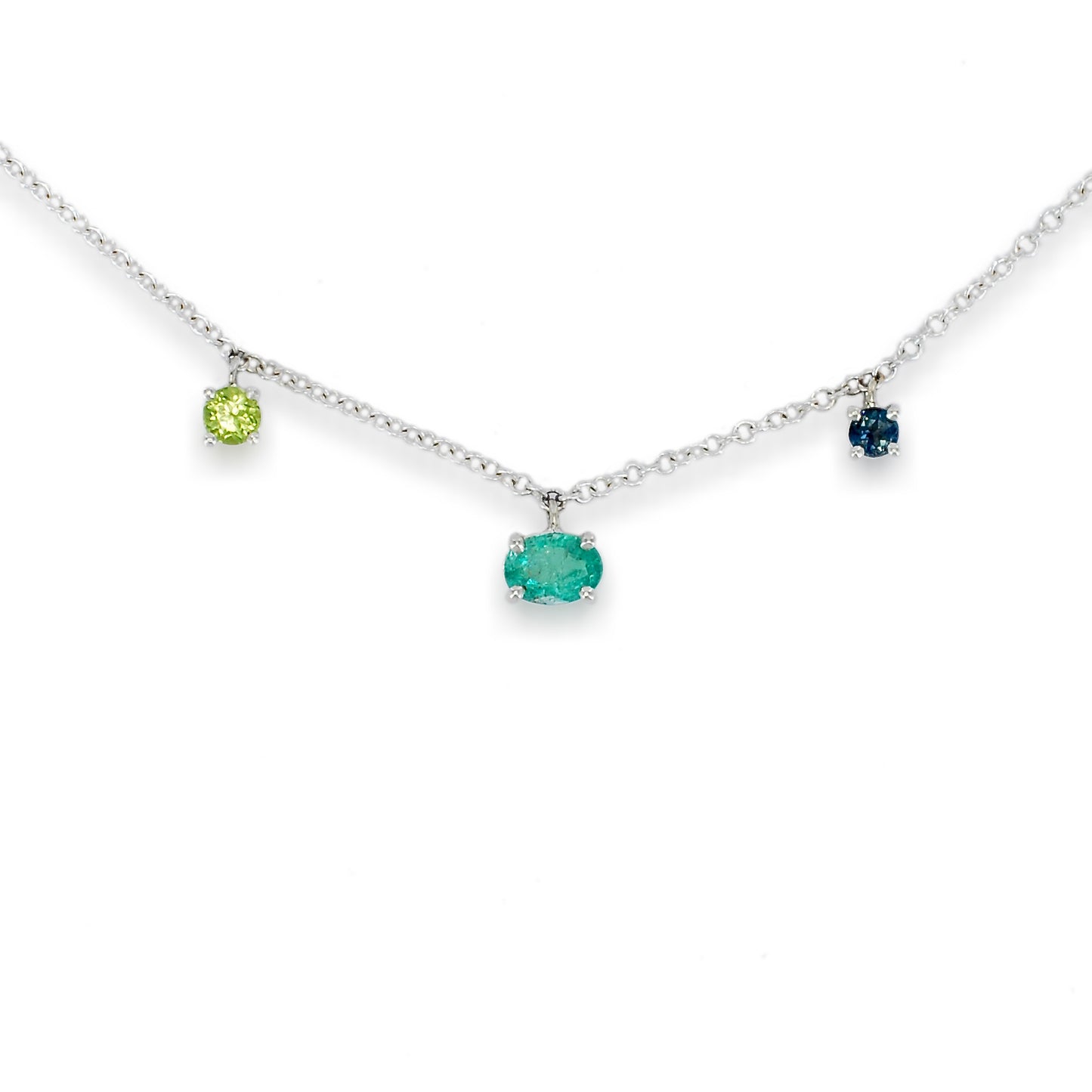 Pendant Sleidrydd Diemwnt Gwyrdd Aur Melyn 9ct