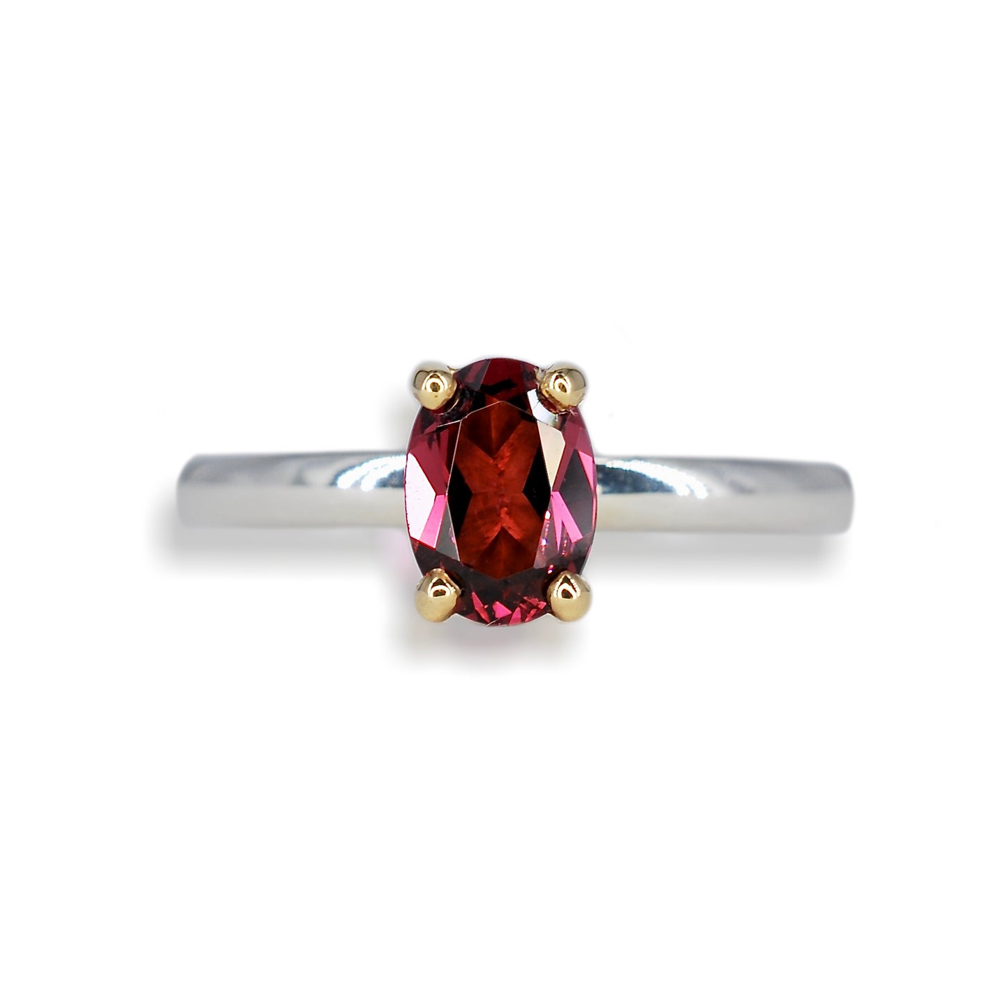 9ct Yellow Gold & Silver Rhodolite Garnet Ring