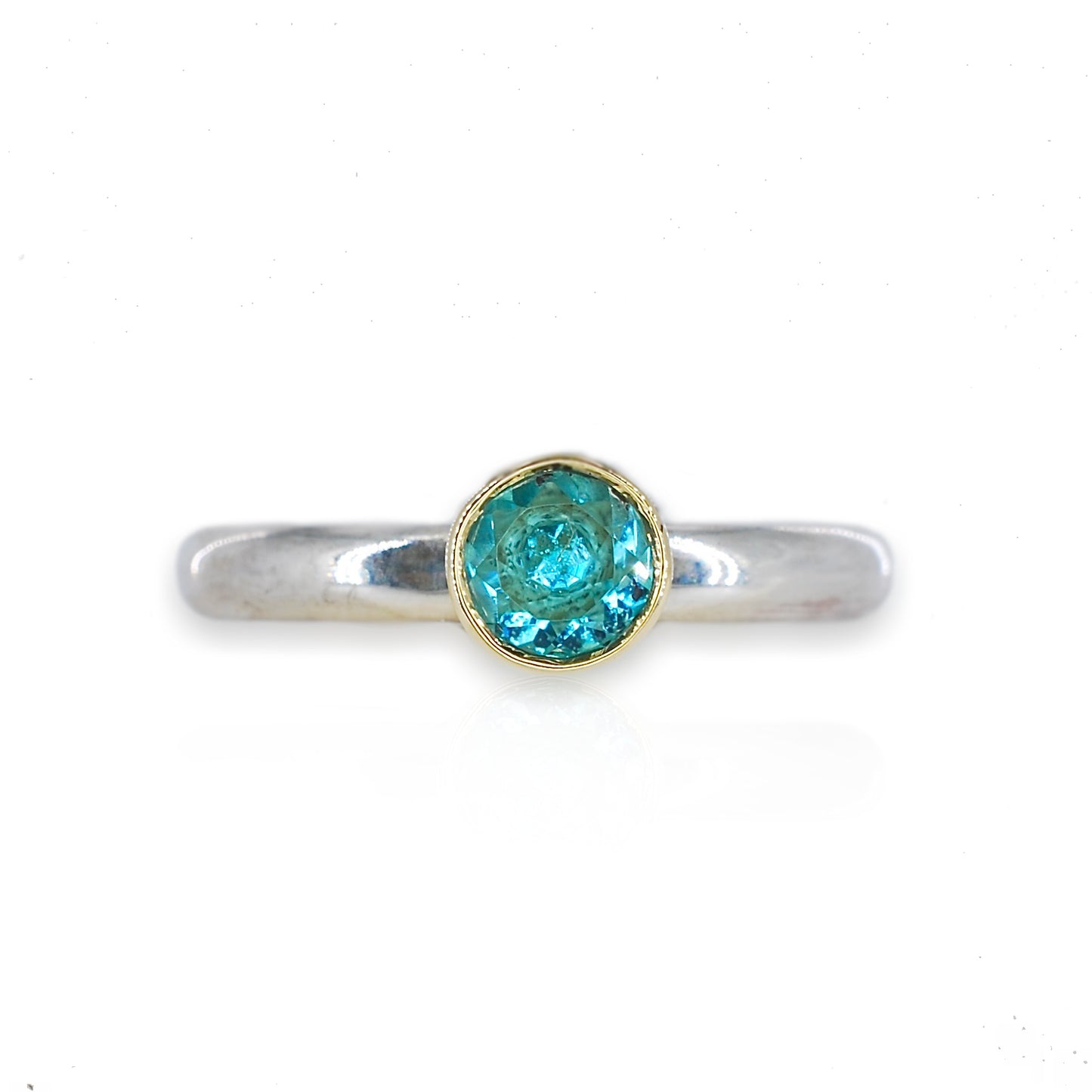 Silver & Gold Swiss Blue Topaz Stacking Ring