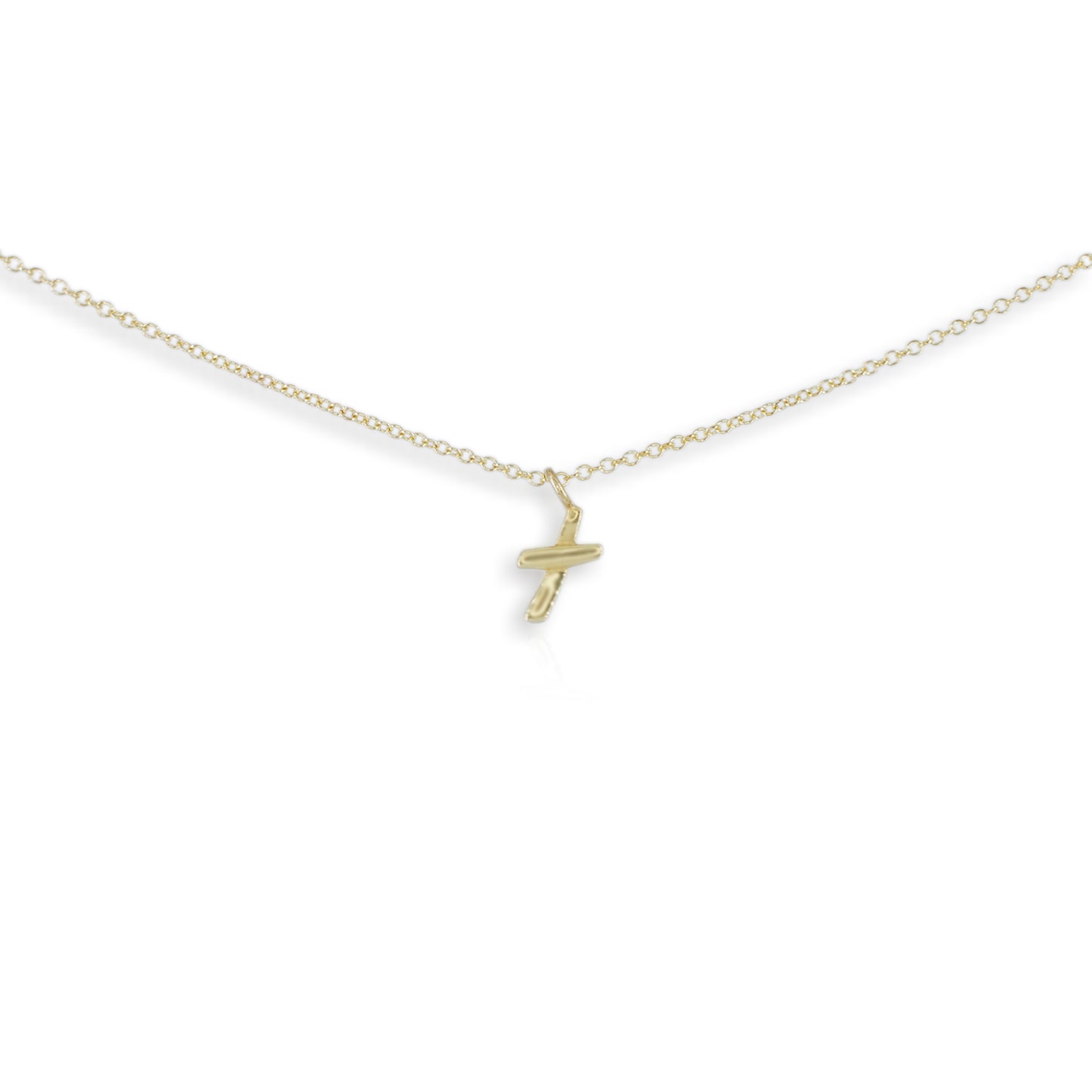 Tlws Croes Mini Aur Melyn 9ct