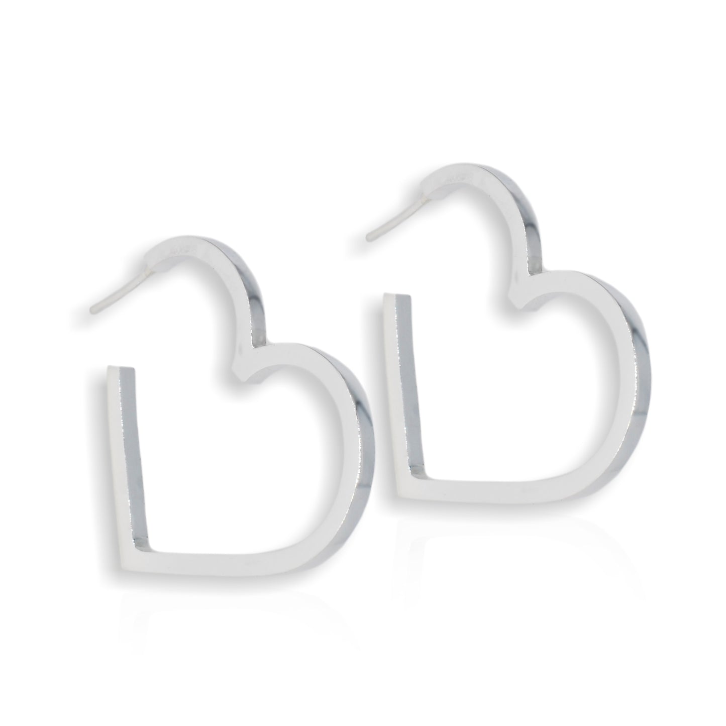 Large Silver Heart Hoop Earrings