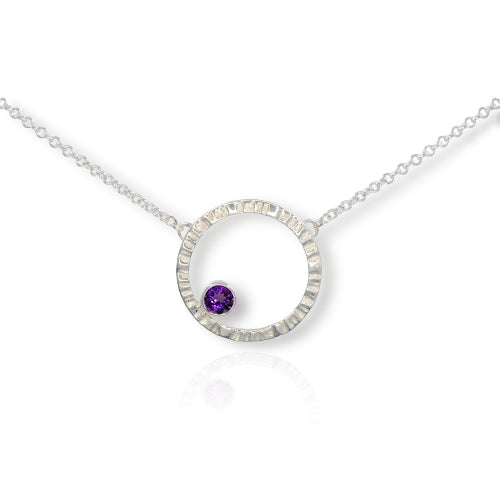 Pendant Arian Cylch wedi'i osod gydag Amethyst Porffor