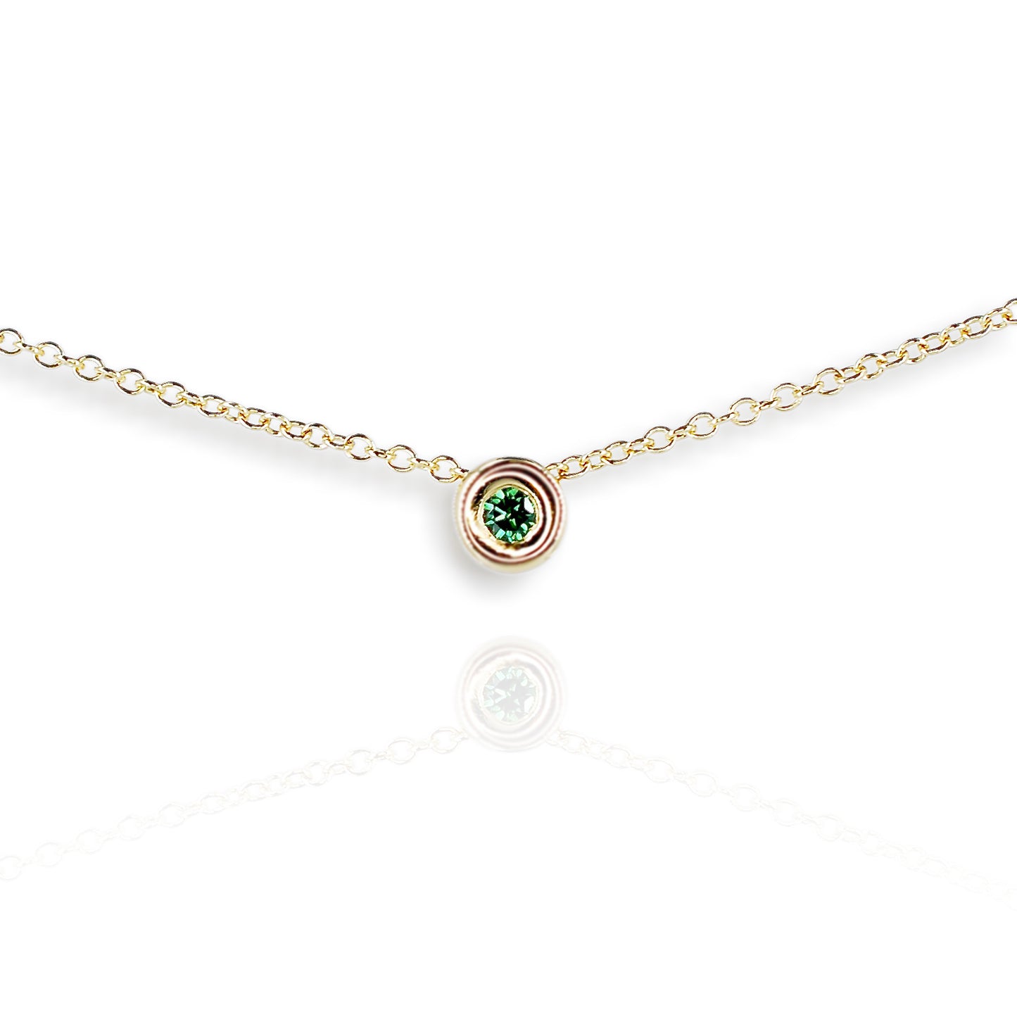 Pendant Sleidrydd Diemwnt Gwyrdd Aur Melyn 9ct