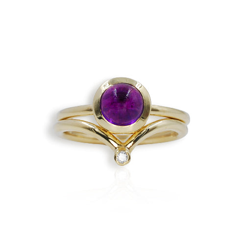 Modrwy Amethyst Porffor Atomig 9ct Aur Melyn